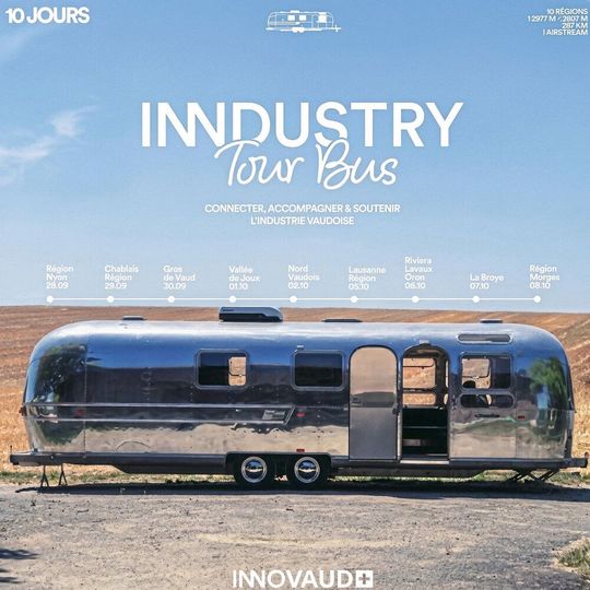 L'Airstream d'Innovaud sillonnera le canton de Vaud du 28 septembre au 9 octobre 2026 à la rencontre des PME industrielles.(Source :  Innovaud)