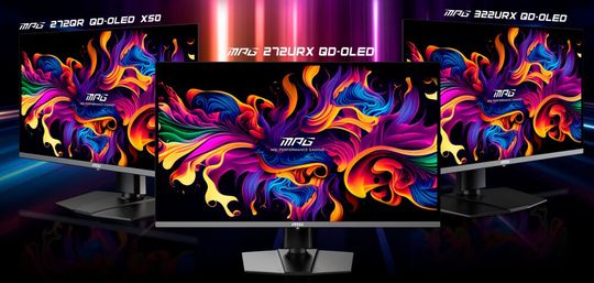 Neben den RTX-5000-Grafikkarten zeigt MSI auf der Messe in Las Vegas auch neue Gaming-Monitore. Drei davon sind mit OLED-Panels ausgestattet. (Bild: MSI)