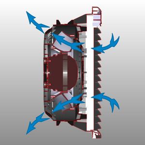 Werkzeugloser Wechsel der Luftförderrichtung von blasend auf saugend durch Wechsel der Lüftereinheit hinten (grau). Bild: Rittal
