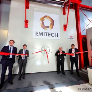 Marc Mortureux, DG de la PFA, Mathieu Cognet, PDG Emitech, Stéphane Lassausse, DG Emitech, Charles Rodwell, Député de la 1ere circonscription des Yvelines.(Source:  EMITECH)