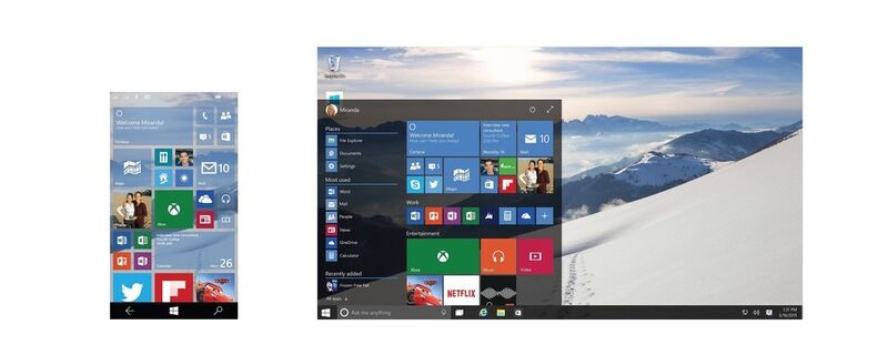 „One fits all“ - überall schnell zurechtfinden: Mit „Windows Continuum“ verfolgt Microsoft das Ziel, dem Anwender immer das gewohnte Benutzererlebnis zu präsentieren - egal auf welchem Endgerät. (Bild: Microsoft)