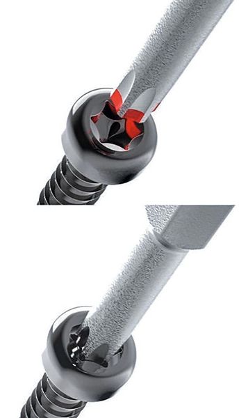 Die wesentlichen Gestaltungsmerkmale der Antriebsgeometrie sind im Profil große konkave (nach innen gewölbte) Radien und kleine konvexe Radien. (Bild: Ejot)