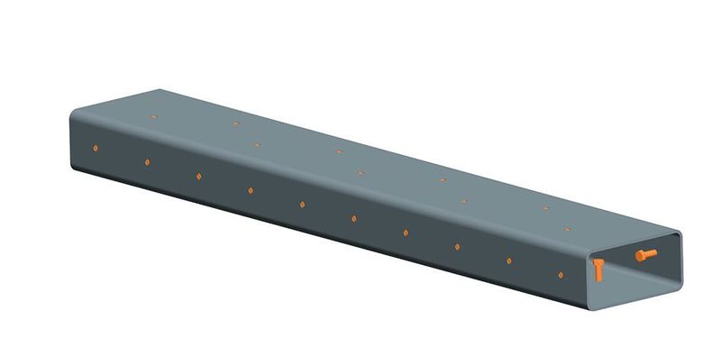 Bild 2: Für die Dämpfungsmessung verwandtes Halbzeugprofil (DIN EN 10210 – 160x80x4, Länge 1 m) mit eingeschweißten Schubankern für Formschluss. (Fraunhofer-IWU)