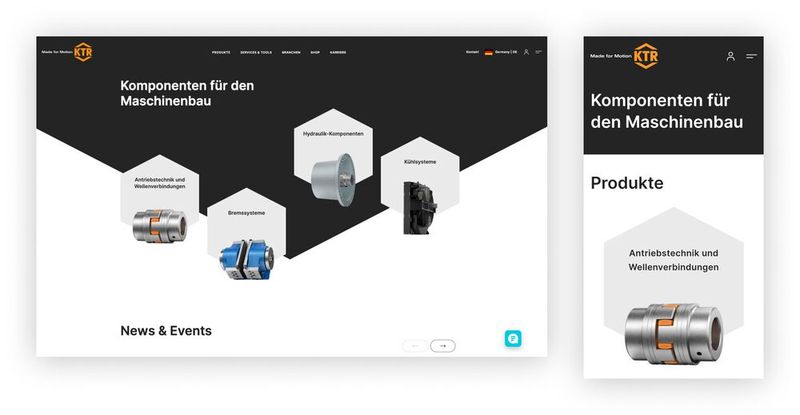Die Homepage von KTR Systems in der mobilen und der Desktop-Ansicht.