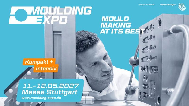 New look for Moulding Expo 2027: fresh colours, new key visual and a strong claim(Source:  Albrecht Lutz / Messe Stuttgart)