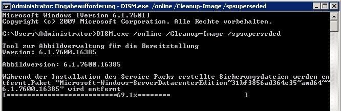 Abbildung 1: Entfernen der Sicherungsdateien für das SP1 von Windows Server 2008 R2 und Windows 7 (Archiv: Vogel Business Media)