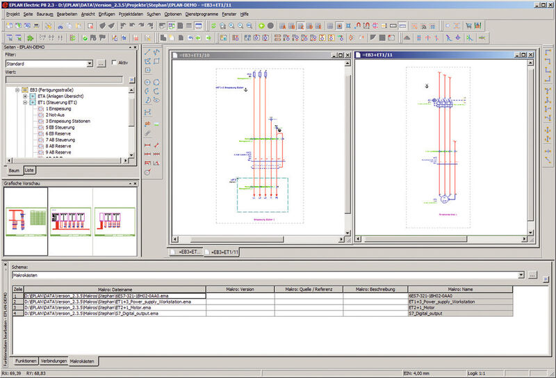 Standardisierte und flexible Projektierung auf Basis von Teilschaltungen und tabellarischer Makrobearbeitung. (Eplan)