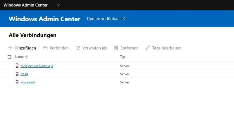Das Windows Admin Center zeigt an, wenn eine neue Version zur Verfügung steht. (Bild: Joos / Microsoft)