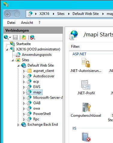 Über ein neues virtuelles Verzeichnis im IIS des Exchange-Servers erfolgt die Anbindung über MAPI-HTTP. (Joos)
