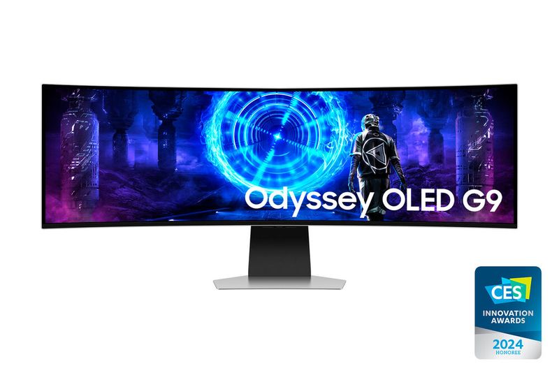 Der riesige, auf der CES erstmals gezeigte Odyssey OLED G9 mit 49-Zoll-Dual-QHD-Panel kann in Köln ebenfalls ausprobiert werden. (Bild: Samsung)