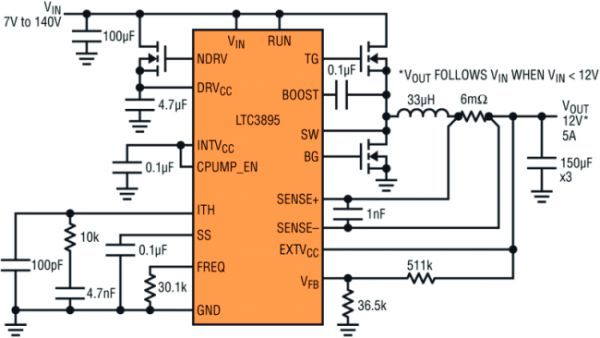 Bild 2a: Schaltplan des LTC3895.  (Bild: Linear Technology)