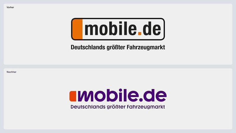 Altes und neues Logo im Vergleich: Mobile.de gibt sich ab Anfang Mai ein neues Erscheinungsbild.(Bild:  Mobile.de GmbH)