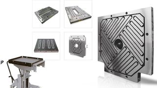 Das Handling von Werkzeugen und Formen über die gesamte Prozesskette des Kunststoff-Spritzgießens und Gummipressens klappt mit Roemheld-Systemen schnell und sicher. Zu sehen auf der Fakuma 2023 in Halle A1. Das Bild zeigt nur einen kleinen Ausschnitt davon ... (Bild: Roemheld)