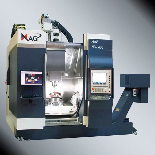 Das Vertikal-Bearbeitungszentrum NBV 400 kann mit integrierter CAM-Unterstützung ausgerüstet werden; der Vorteil: CNC-Programme für neue Werkstücke können in einer virtuellen Maschine überprüft werden. Bild: MAG Hüller Hille (Archiv: Vogel Business Media)