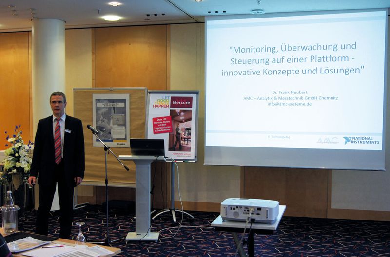 Dr. Frank Neubert, Geschäftsführer der AMC - Analytik & Messtechnik GmbH Chemnitz, sprach zum Thema Monitoring, Überwachung und Steuerung auf einer Plattform – innovative Konzepte und Lösungen. (Bild: AMC)