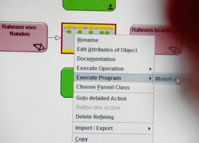 Anwendungsbeispiel: Ein kundeneigenes Bauteil soll Teil eines Produkts werden. Im Prozessmodell wird es als auftragsindividueller Prozessbestandteil in einen standardisierten Prozess eingefügt. (Bild: Fraunhofer-IPK/Hannes Schilling)