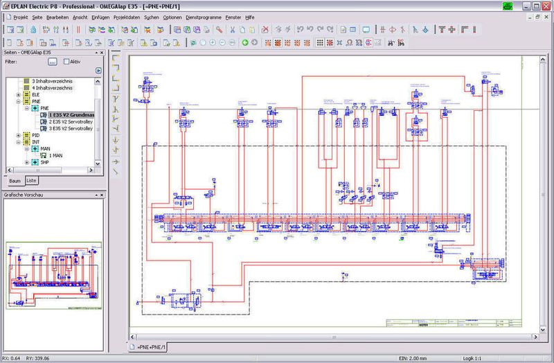 Mit der EPLAN-Plattform  ... arbeiten Elektro- und Fluidkonstruktion auf einheitlicher Datenbasis zusammen – hier ein Pneumatikschaltplan einer Rieter-Anlage. (Archiv: Vogel Business Media)
