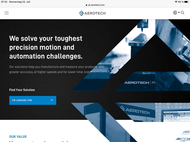 At de.aerotech.com, visitors will find a lot of interesting information on the topic of high-precision motion control in the nanometre range.  (Aerotech)