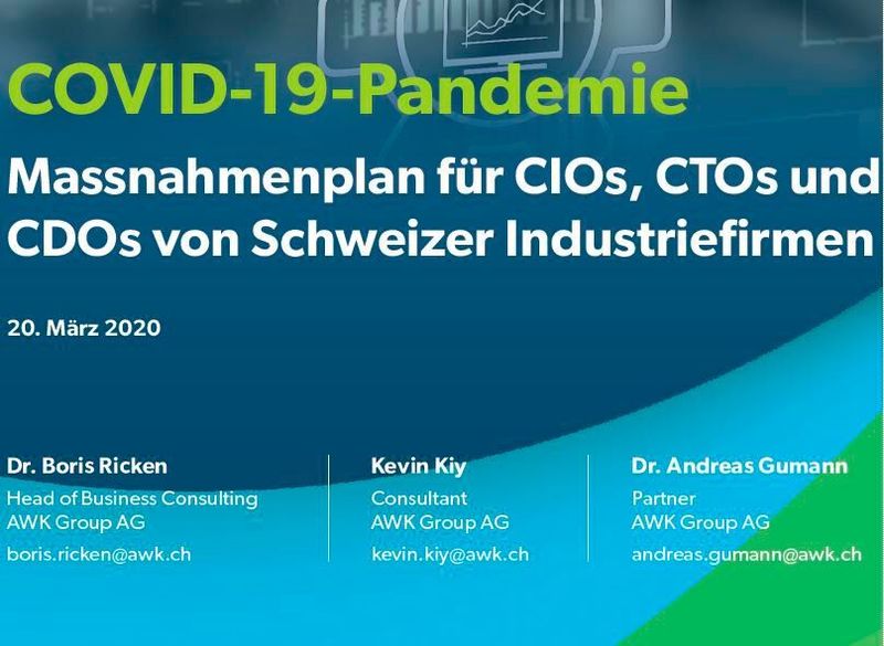 Das E-Paper der AWK Group beinhaltet einen Coronoa-Massnahmeplan für CTOs, CIOs und CDOs. (AWK)