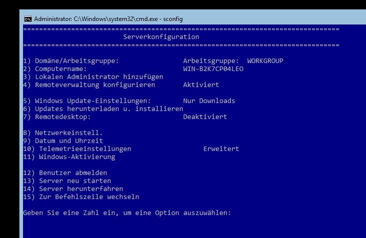 Core-Server verfügen über eine eingeschränkte, grafische Oberfläche. In dieser lassen sich viele Einstellungen verwalten. (Joos / Microsoft)