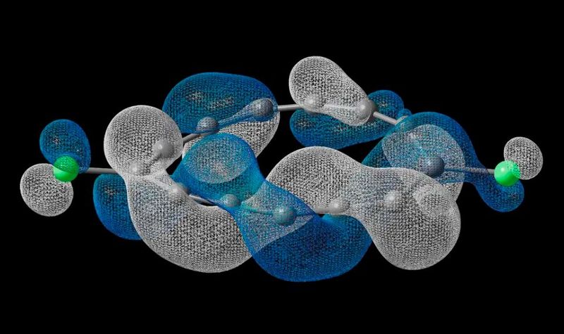 Das Bild zeigt ein so genanntes Dyson-Orbital für Elektronenanlagerung, berechnet mit Quantenhardware.(Bild:  IBM und the University of Manchester.)