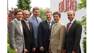 BURG-Geschäftsführer Dipl.-Ing. Achim Lüling (re) mit den neuen Prokuristen (v. li.:) Olaf Lüling, Jörg Mohncke, Eckhard Bühne, Frank Schrodt und Martin Cestonaro (Archiv: Vogel Business Media)
