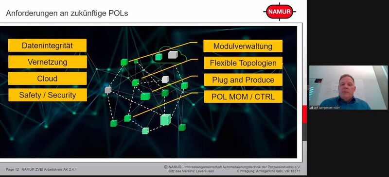 Leif Jürgensen, Schneider Electric, zeigte die Anforderungen an zukünftige POLs auf. (Screenshot Namur-Workshops 2020)