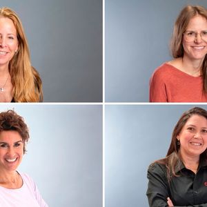 Wegbereiterinnen im technischen Sektor: Ghislaine Duijmelings, Geschäftsführerin (l. o.), Karin Schneider, Head of HR (r. o.), Kristina Voosholz, Akquisition & Einkauf (l. u.) und Nancy Castañeda, Projektmanagerin (r. u.). (Bild:  Surplex)