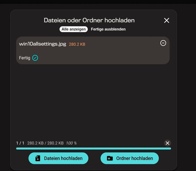Ordner hochladen mit Degoo. (Joos/Degoo (Screenshot))