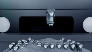 Mit dem neuen Preform-Verfahren soll die Herstellung von Abutments effizienter und materialsparender gelingen. So kann die Tru Print 1000 bis zu 64 solcher Zahnimplantat-Komponenten in einem Druckvorgang in weniger als drei Stunden drucken.
 (Trumpf)