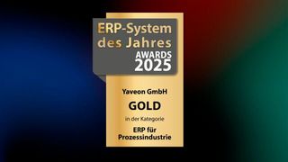 Auszeichnung für Yaveon: Der Anbieter von spezialisierten ERP-Lösungen für regulierte Branchen wurde zum „ERP-System des Jahres 2025“ in der Kategorie Prozessindustrie gekürt.  (Bild: Yaveon)