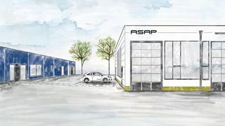 Hier nur als Zeichnung: das neue Gebäude von ASAP in Rüsselsheim. (ASAP)