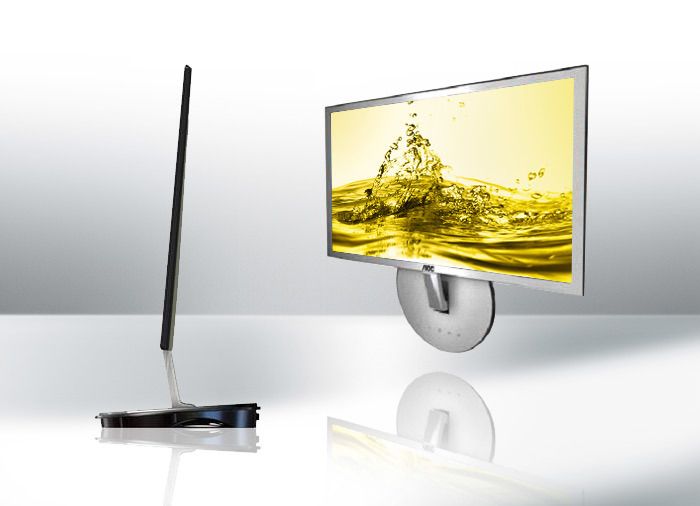 Mit einem Profil von nur 9,6 mm präsentiert AOC eines der weltweit schlanksten Displays. Das mit zwei HDMI-Anschlüssen ausgestattete Full-HD-Modell i2353Fh mit einer Bildschirmdiagonale von 59,8 cm empfiehlt sich als Design-Statement für das Büro oder für zuhause.
 (Archiv: Vogel Business Media)