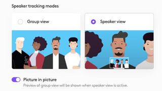 Der Speaker-View-Modus nutzt das Zwei-Kamera-System in Rally Bar und Rally Bar Mini für eine Bild-in-Bild-Ansicht des aktiv Sprechenden und der gesamten Gruppe. (Bild: Logitech)