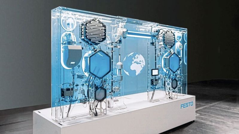 The BionicHydrogenBattery enables the storage and transport of hydrogen using biotechnology.(Image: Festo SE & Co. KG)