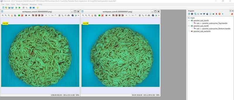 Bildverarbeitungssysteme sind in der Lage, Fehler in Instantnudeln innerhalb von Millisekunden zu erkennen. (Bild: Teledyne Dalsa)