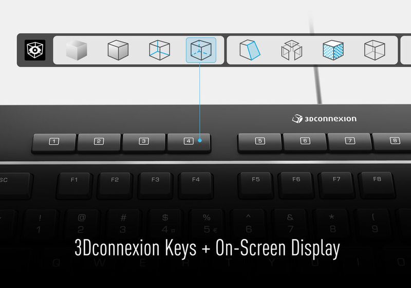 Insgesamt gibt es 12 programmierbare 3D-Connexion-Tasten und 4 Multimedia-Tasten. (3D-Connexion)