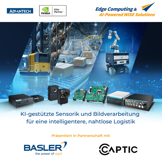 KI-gestützte Sensorik und Bildverarbeitung für intelligentere, nahtlose Logistik stehen im Fokus des Logimat-Auftritts von Advantech.(Bild:  Advantech)