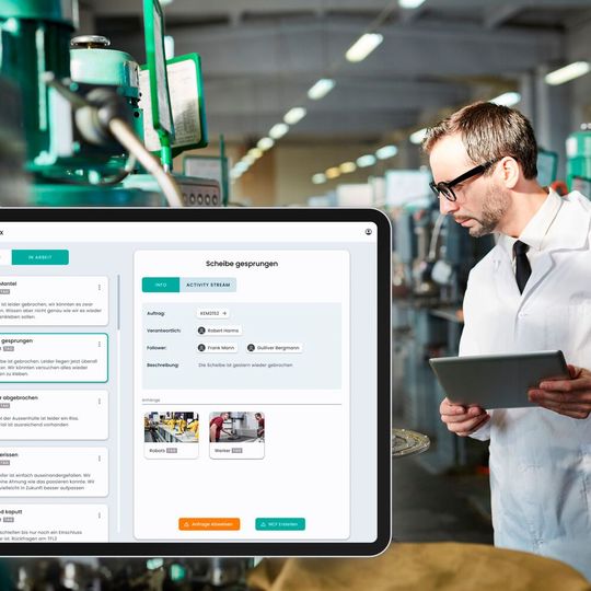 Über die App 5i.Quality können Unternehmen Fehlerursachen abstellen und Maßnahmen verfolgen, ganz ohne E-Mail-Ketten und Zettelwirtschaft. Über die App 5i.Quality können Unternehmen Fehlerursachen abstellen und Maßnahmen verfolgen, ganz ohne E-Mail-Ketten und Zettelwirtschaft.