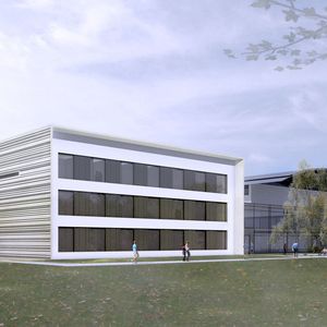 Forschungsfabrik von außen (Modell). 