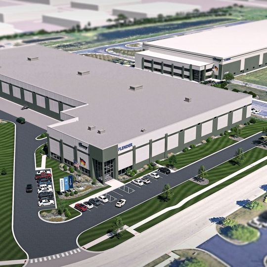 Das neue Servicegebäude von Flender in Elgin, IL. Die Aufnahme des Betriebs ist für das erste Quartal 2026 geplant. Das neue Gebäude befindet sich direkt neben dem bestehenden Gebäude, das im Hintergrund zu sehen ist.(Bild:  Flender)