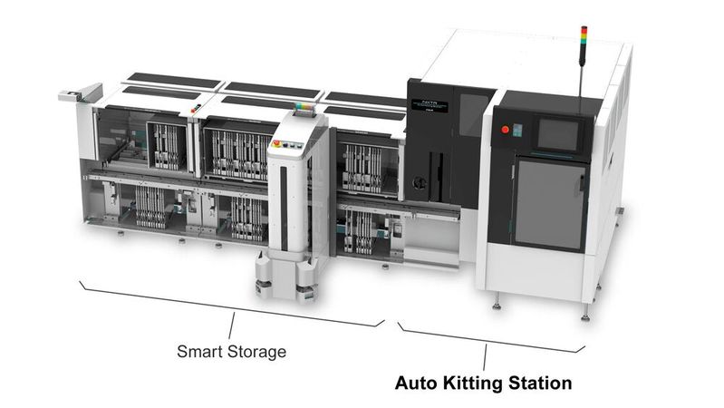 The Auto Kitting Station from Fuji automates the kitting of feeders with belt reels.(Image: Fuji Europe Corporation)