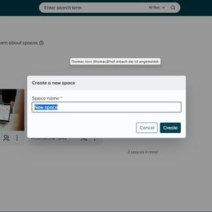 Hier lassen sich neue Spaces in OpenCloud erstellen.(Bild:  OpenCloud)