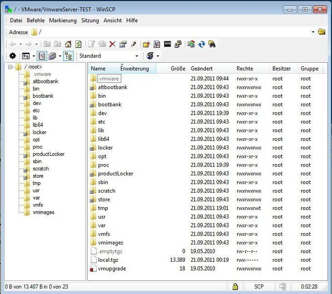 Abbildung 10: Für Freunde des Windows-Explorers gibt es eine Windows XP- und Windows 2003-Ansicht. Im obigen Bild ist die Windows 2003-Ansicht zu sehen, die in den Einstellungen von WinSCP jederzeit geändert werden kann. Lediglich ein Programmneustart ist erforderlich. (Archiv: Vogel Business Media)