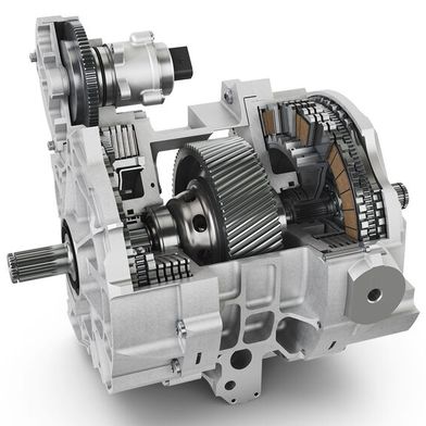 Die nasslaufende Lamellenbremse im Schaeffler DTM-Innovationstaxi ist eine Vorstudie. Das Ziel der Entwicklung ist eine hochintegrierte Systemeinheit für elektrische Achsen, in der Bremse, Aktuator und Öl-/Kühlkreis zusammengeführt werden. (Bild: Schaeffler)