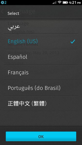 Das Geeksphone Peak spricht kein Deutsch. (Bild: Geeksphone/Srocke)