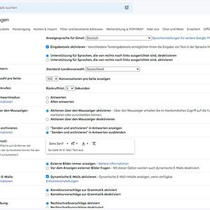 Aufrufen der verschiedenen Einstellungen in Google Mail, auch zum Sortieren des Posteingangs. (Bild:  Joos - Google)