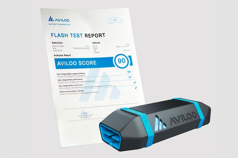 Sieger in der neuen Kategorie „Elektromobilität & Innovative Antriebstechnologien“ ist: Aviloo mit dem Flash Test. Dahinter steckt ein Batterietest im Plug & Play-Stil, der in nur drei Minuten an einem stehenden Fahrzeug die Funktionsfähigkeit von Antriebsbatterien (BEV & Plug-in-Hybride) überprüft. Das Ergebnis samt Score erhält die Werkstatt in einem übersichtlichen Report. Auf diese Weise lassen sich Degradation und Defekte der Antriebsbatterie entdecken und darstellen. Diese transparente, unabhängige Bewertung des Zustandes der Antriebsbatterie fördert nach Meinung der Jury die Akzeptanz gebrauchter E-Autos und schützt deren Restwerte. (Bild: Aviloo)