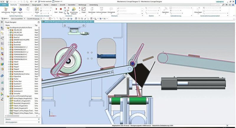 Wie hier am digitalen Zwilling in Mechatronics Concept Designer vorhergesehen, ...  (Siemens PLM Software)