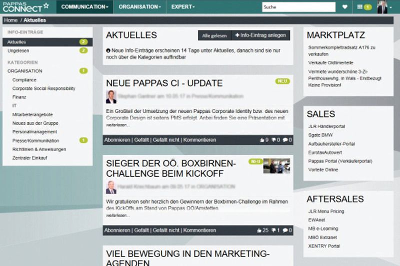 ... und Mitarbeiterinformationen als News-Ticker. (Pappas)